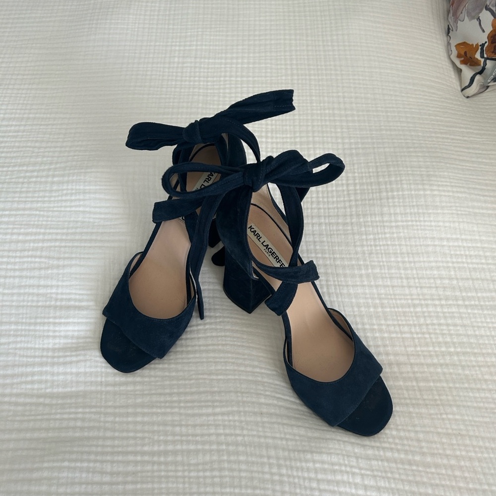 Karl Lagerfeld Dark Blue Suede Sandals